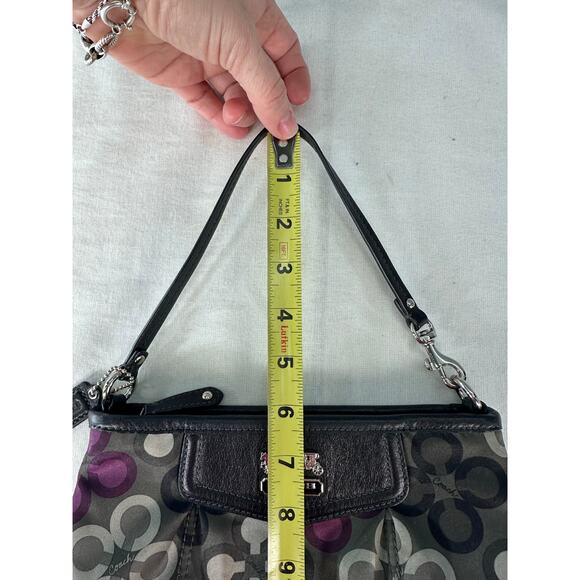 Coach Y2K Wristlet Clutch Small Purse Madison Clover Print Purple Grey & Black - Picture 10 of 10